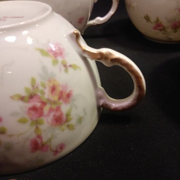 4 Antique Theodore Haviland France Floral Tea Cups - Picture 5 of 15